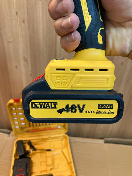 DeWALT Brushless Drill Machine Set with Double Rechargeable 48V Batteries